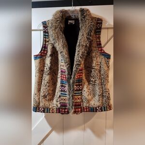 Fur lined Chico multi colored vest Size 1